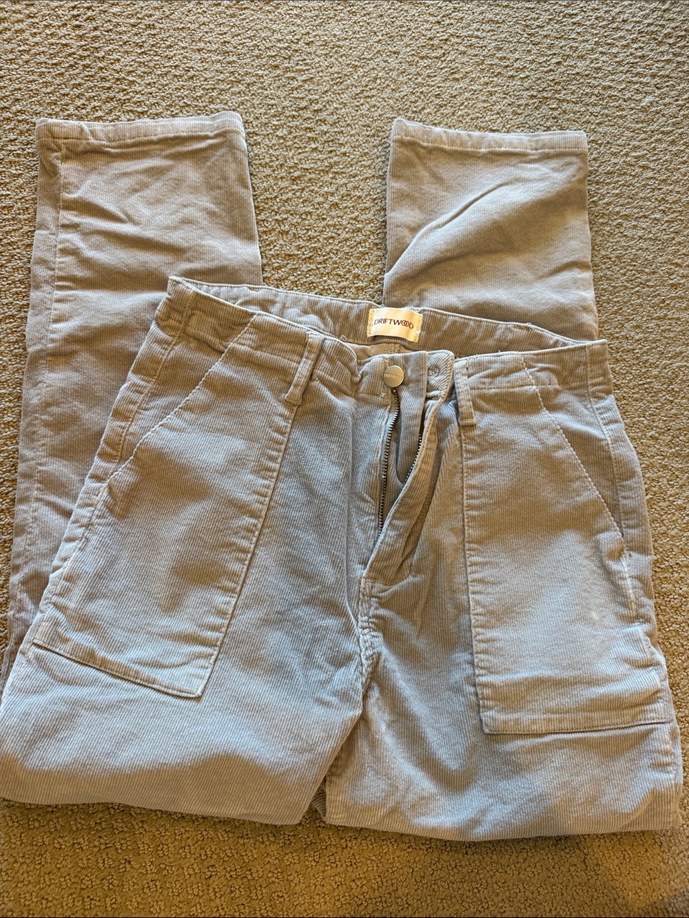 DRIFTWOOD Women's Light Gray Straight Leg Corduroy Pants